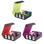 Three-row window card box in red, green, and purple variants